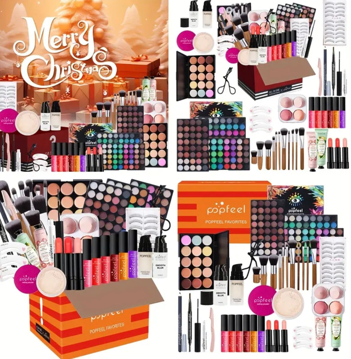 POPFEEL 120-Color All-in-One Complete Makeup Kit with Eyeshadow Palette, 15 Concealer Shades, Lip Gloss & Brushes/Sponges - Waterproof & Sweatproof Full Beauty Set for Beginners to Pros, Professional Gift-Ready Christmas/Wedding Makeup Collection for