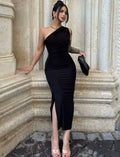 Summer Black New Dress Women Fashion Sexy Split Sleeveless Backless Slim Maxi Dress