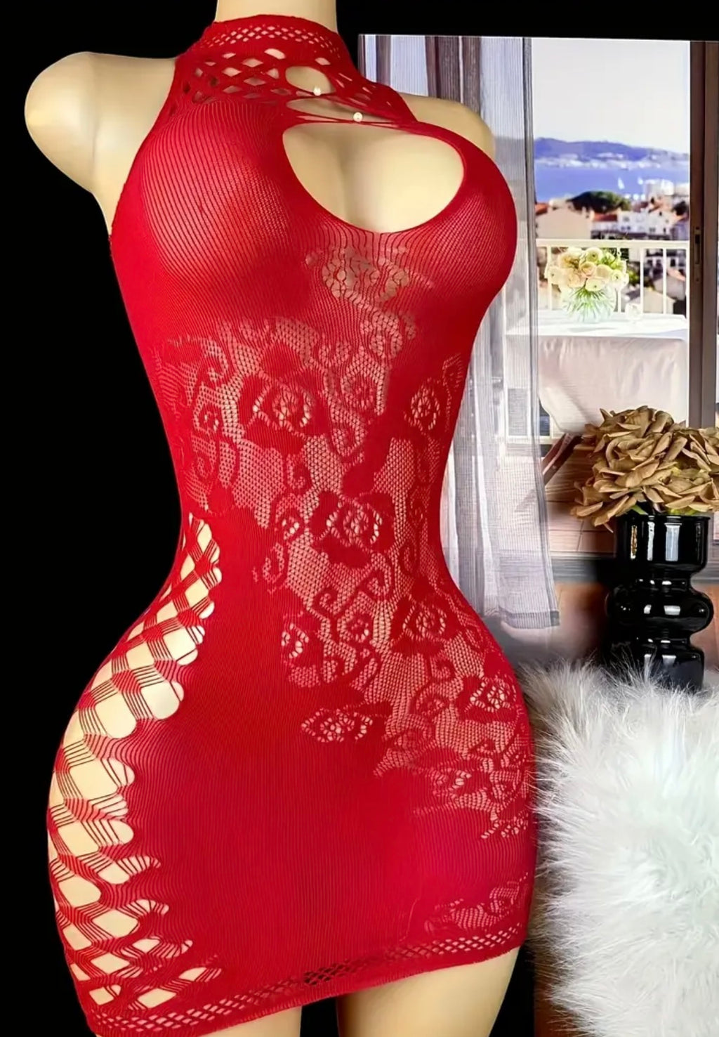 Women's Fashionable Sexy Letter Print Three-Piece Swimsuit Set with Halter Neck Top and High-Cut Triangle Bottoms Cherry Print - Beimun Warm Orientation Plan