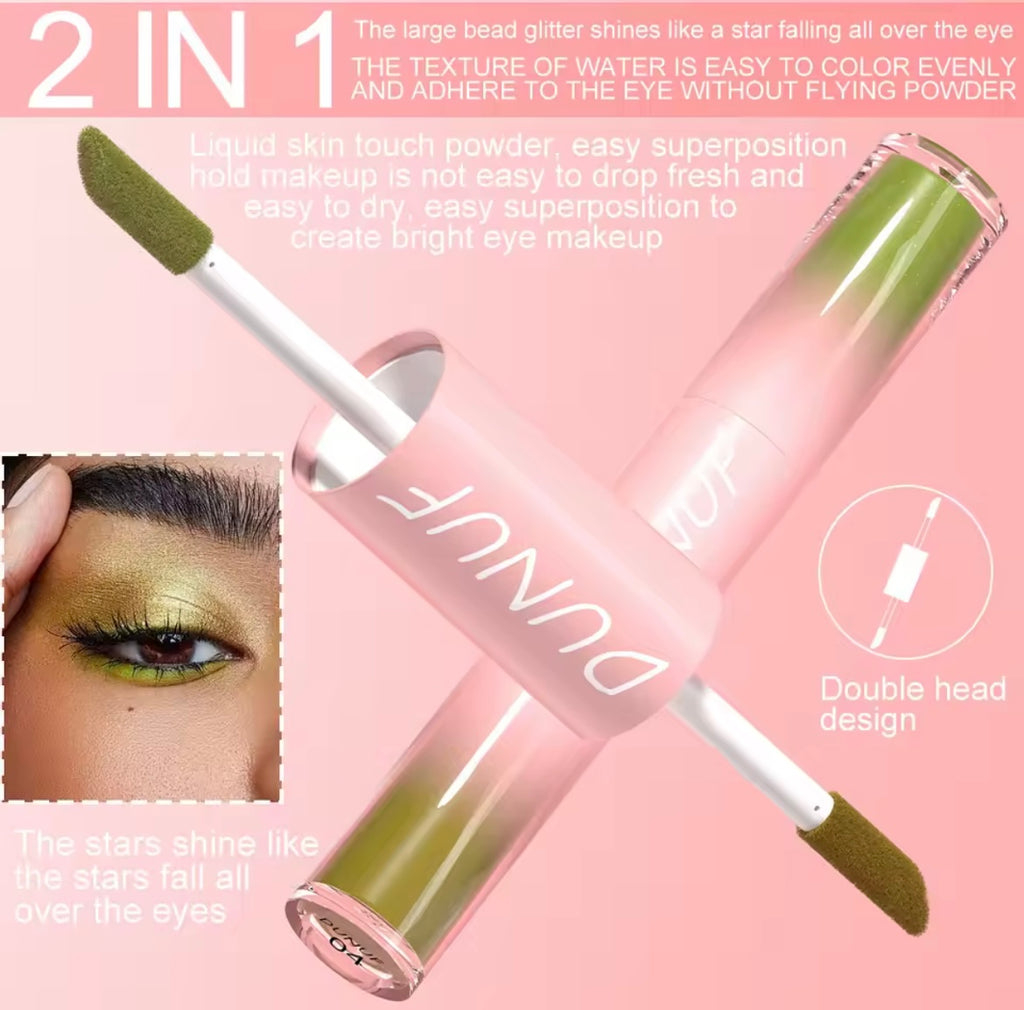 Dual-Ended Liquid Eyeshadow - Long-Lasting, Shimmer Finishes In Red, Blue, Purple, Bronze - Ideal