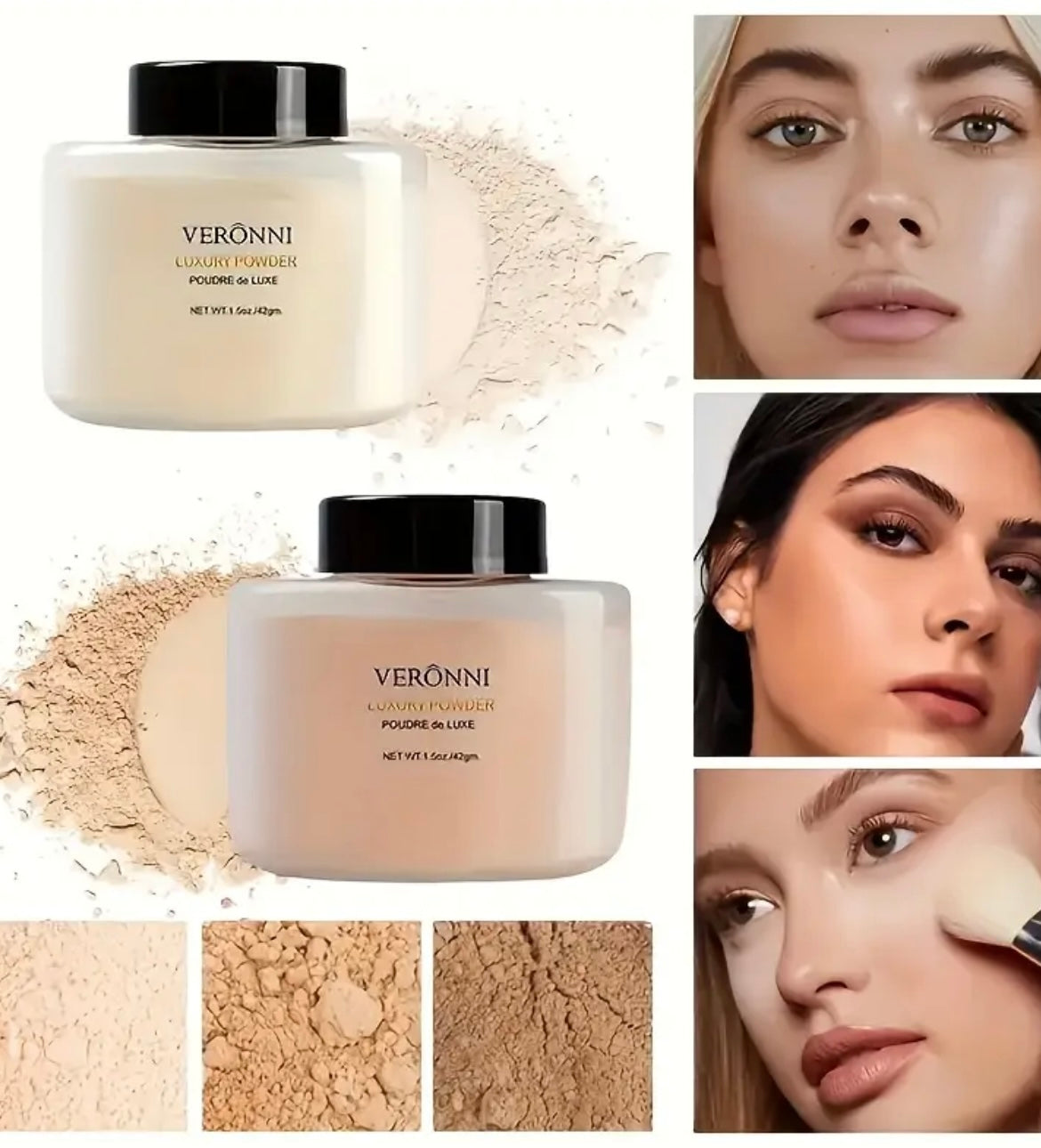 Luxurious Setting Powder, Long-Lasting Loose Powder, Creates a Smooth, Flawless Finish, Oil-Controlling Matte Finish, Long-Lasting, Waterproof, Non-Clumpy Formula, Suitable for All Light Beige Tones, Illuminates, Contours - Perfect Everyday Look