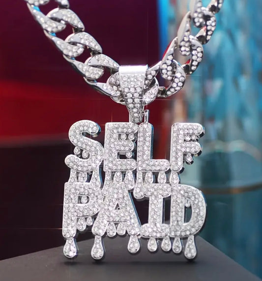 A Shiny SELFPAID Pendant With A Cuban Ice Chain Miami Necklace Unisex Hip-hop Pendant Necklace Jewelry Gift