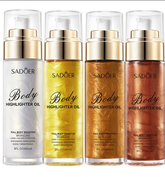 85ml Body Glitter Oil, Silvery, Golden, Two Colors Optional, Brightens Light Beige, Adds Radiance And Brightness, Suitable for People Of All Light Beige Tones, Suitable for Parties, Music Festivals, Masquerade Balls, Etc., Glittering
