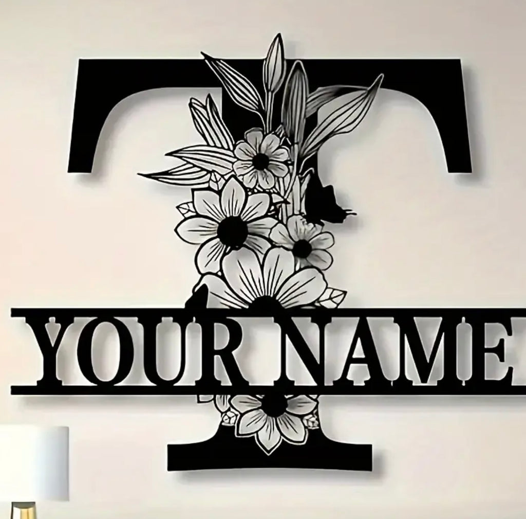 1pc Customizable Last Name Sign | Metal Split Letter Sign, Wall Hanging, Bedroom and Family Decor, Carbon Steel Material