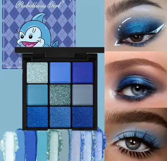 Color Eyeshadow Palette Blue Waterproof Sweatproof Blue Matte Pearl Glitter Finish Performance Stage