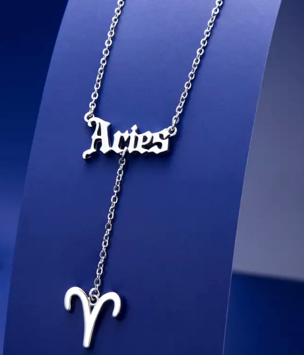 Zodiac Necklace 925 Sterling Silver 12 Constellation Lariat Necklace Old English Zodiac Sign Y-Shaped Pendant Necklace Horoscope Astrology Jewelry Gifts for Women