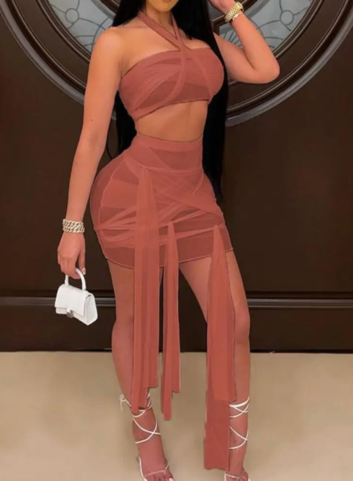 Trendy Fashion Two-Piece Cutout Set