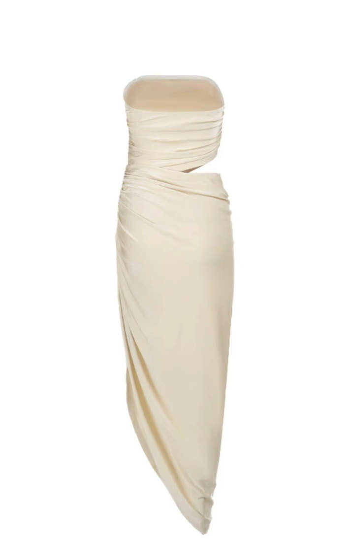 Women’s plain cut out tube dress elegant strapless dress for party club dress