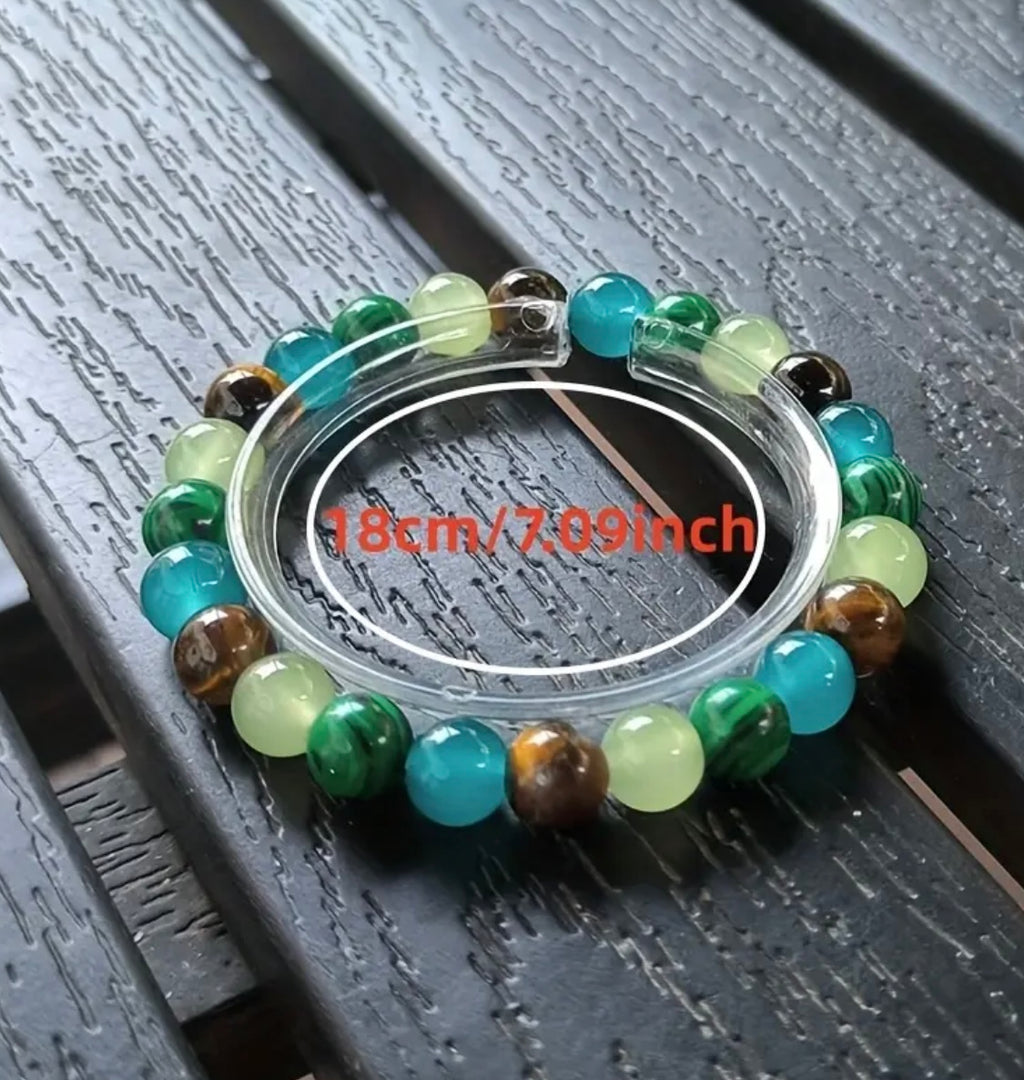 Vintage Boho Style Natural Stone Bracelet - Wealth Attraction, Good Luck Charm, Real Stone Beads, Daily Wear Accessory, Valentine'S Day Gift, All-Season Jewelry, Bracelet