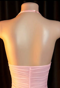 Sexy Lingerie, Pink Soft Ggauze Form-fitting Nightgown, Halter Neck Openwork See-through Sress with Thong Panties, Sexy Lingerie for Women Plus Size, Erotic Lingerie, Sassy Lingerie for Women Horny, Lingerie Dress, Womens Lingerie