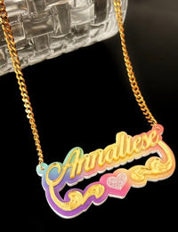Personalized Double-Layer Acrylic Name Necklace - Cute & Sexy Heart Design, Perfect Birthday Gift for Her