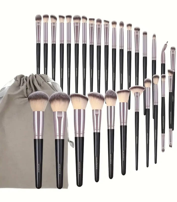 PYSEAN 30pcs Pro Makeup Brush Set Blush Foundation Eyeshadow Brow Lip Contour Detail Brushes Great for Beginners And Pros Ideal Girls Gift Travel Friendly Hypoallergenic Nylon Bristles for Easy Blending Includes Storage Pouch