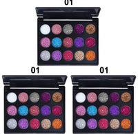CmaaDu 15 Colors Gold Scallion Powder Diamond Glitter Eyeshadow Tray Shim