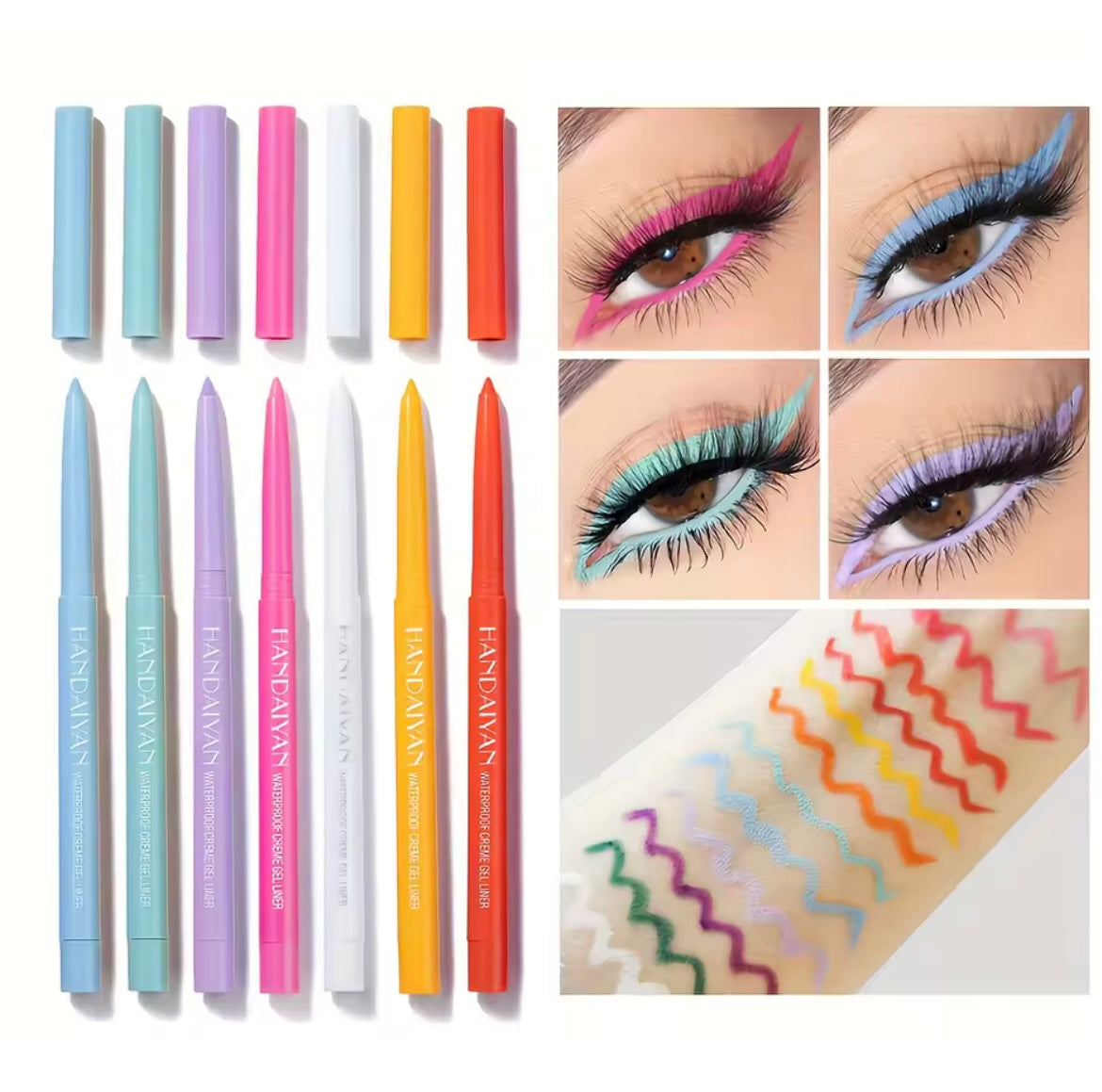6-Piece Retractable Eyeliner Pencil Set – Waterproof & Smudge-Proof Gel Liners