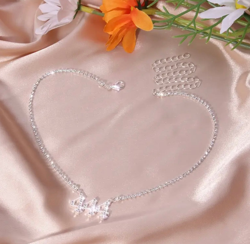 1pc New Beautiful Angel Numbers Necklace Sparkling Rhinestone Setting Beautiful Necklace Jewelry Suitable for Women's Daily and Party Occasions Angel Design Jewelry Women's Jewelry Holiday Gift Goods