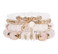Bohemian Stackable Bead Bracelets for Women Multilayered Bracelet Pendant Charm Stretch Bangles