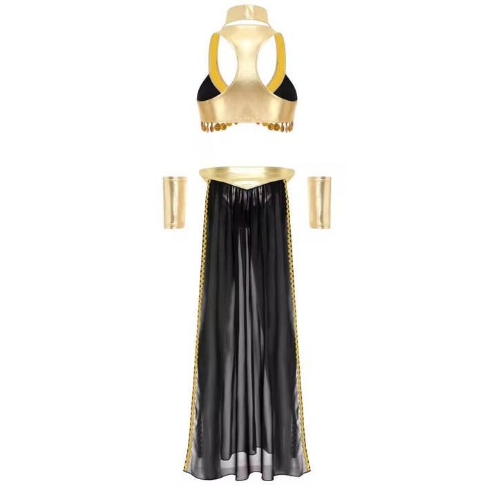 Women Halloween Cleopatra Ancient Egyptian Queen Sun Goddesses Cosplay Costume Crop Top