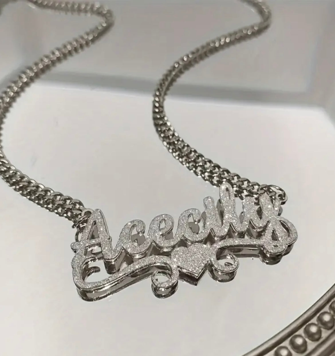 Customized Ash NK Chain 1pc Customized 201 201 Stainless Steel Name Necklace - Personalized Frosted Letter Pendant with Shiny Accents, Cuban Chain Jewelry Gift for Teenager and Teenager, Suitable for Casual Attire or Special Occasions, Gift Jewelry | Bohe