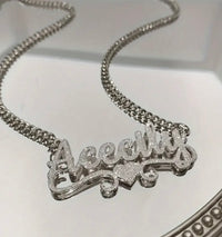Customized Ash NK Chain 1pc Customized 201 201 Stainless Steel Name Necklace - Personalized Frosted Letter Pendant with Shiny Accents, Cuban Chain Jewelry Gift for Teenager and Teenager, Suitable for Casual Attire or Special Occasions, Gift Jewelry | Bohe