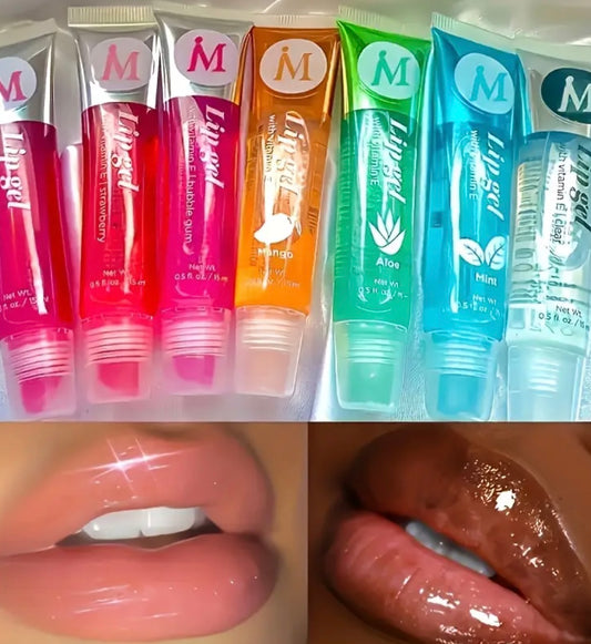 Set Of 12, Moisturizing Transparent Lip Gloss, VE, Rosehip, Argan, Mint, Aloe, Coconut Flavors, Transparent Lip Plumping Oil Gift Set, Containing Plant Squalene The Perfect Halloween Gift