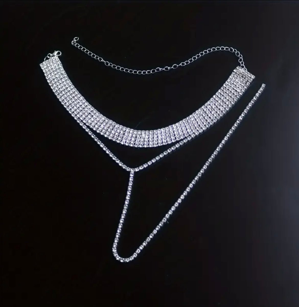 [Glamorous Crystal Necklace Elegant Multi-Layer Artificial Crystal Necklace Exquisite Shiny Clavicle Chain Jewelry for Parties, Banquets & Valentine's Day - Luxury Accessories, Fine Craftsmanship, Statement Piece