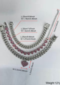 Rhinestones Decorated Heart Charm Design Layered Anklet with Pink and Clear Rhinestones