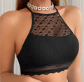 Women Sexy Camisoles Backless Tanks Lace Mesh Brassiere Female  Ribbed Women Top