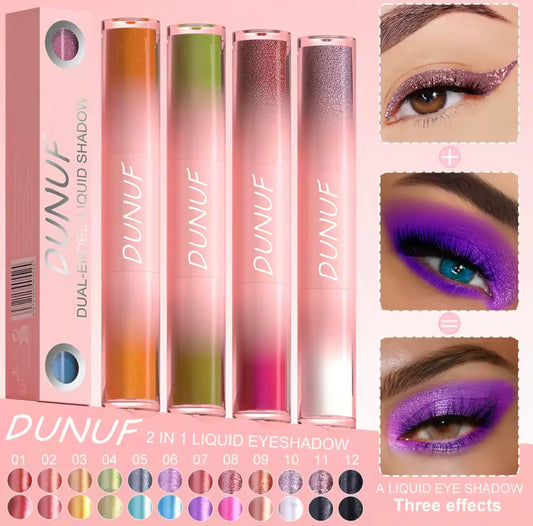 Dual-Ended Liquid Eyeshadow - Long-Lasting, Shimmer Finishes In Red, Blue, Purple, Bronze - Ideal