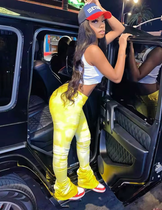 Tie-dye Casual Trousers Y2k Streetwear Autumn High Waist Trumpet Pants High Stretch Yoga Leggings