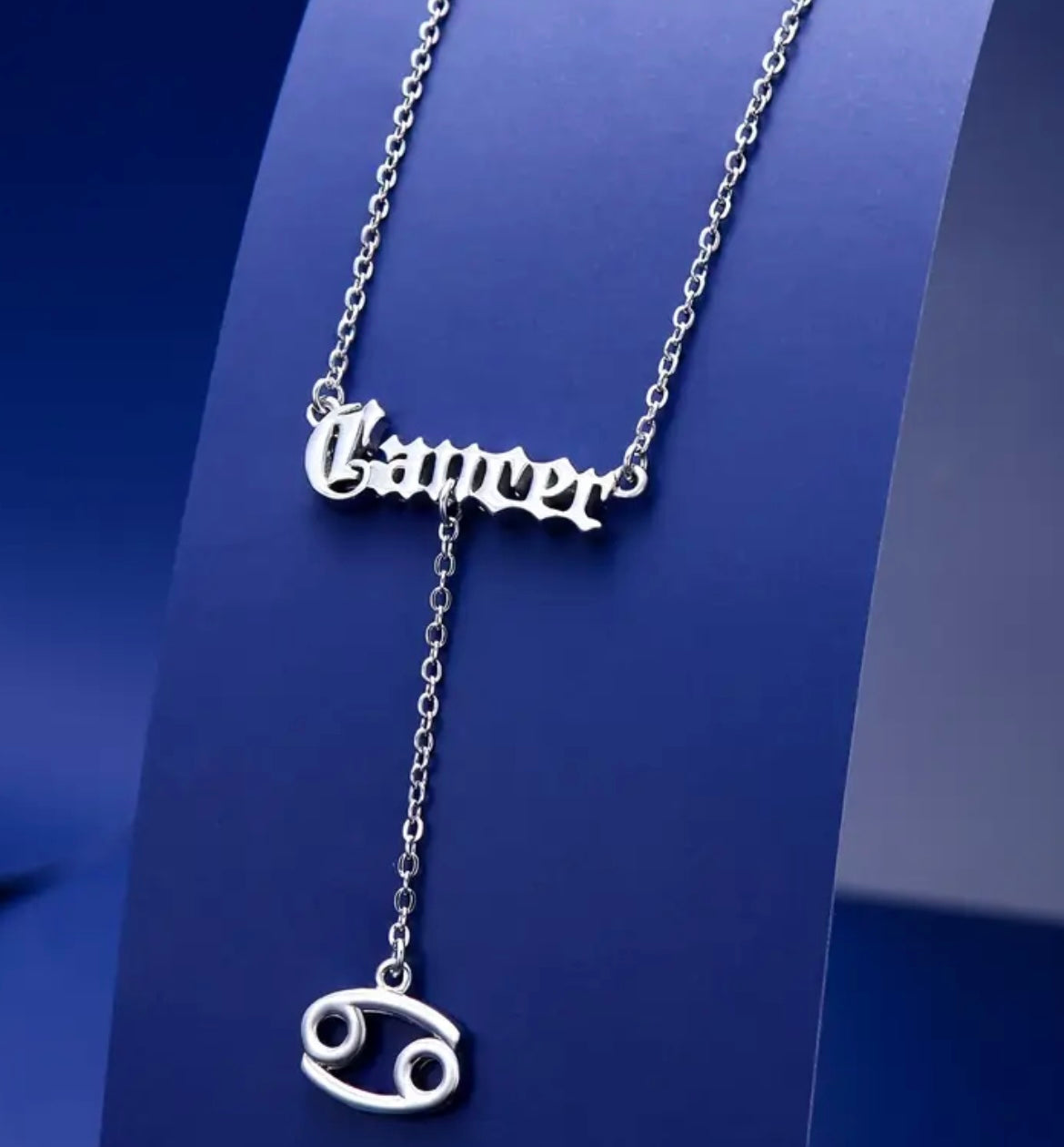 Zodiac Necklace 925 Sterling Silver 12 Constellation Lariat Necklace Old English Zodiac Sign Y-Shaped Pendant Necklace Horoscope Astrology Jewelry Gifts for Women