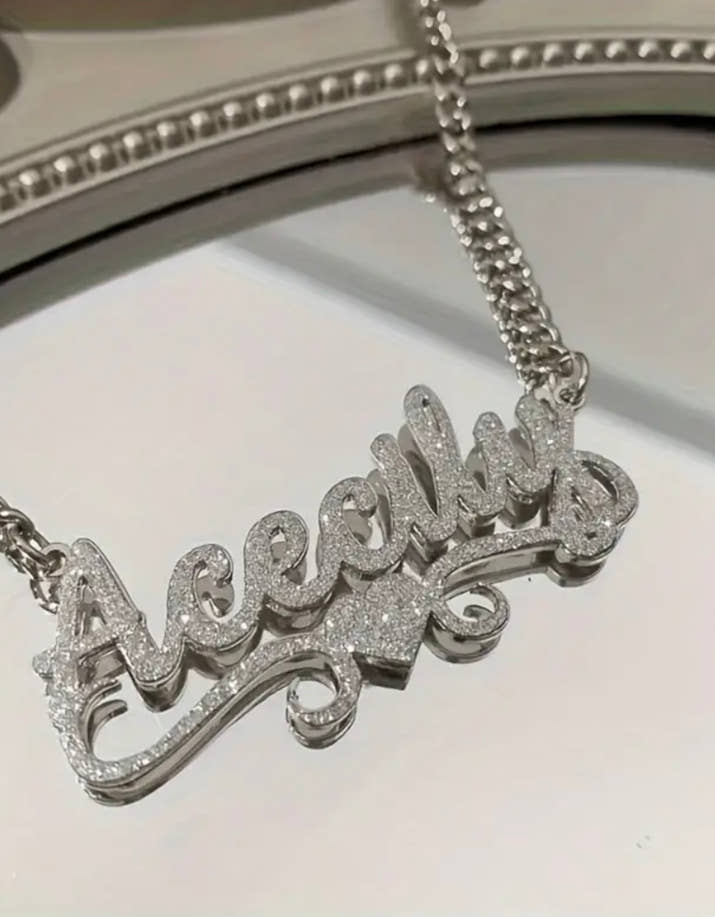 Customized Ash NK Chain 1pc Customized 201 201 Stainless Steel Name Necklace - Personalized Frosted Letter Pendant with Shiny Accents, Cuban Chain Jewelry Gift for Teenager and Teenager, Suitable for Casual Attire or Special Occasions, Gift Jewelry | Bohe