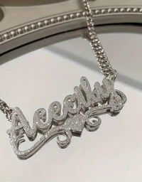 Customized Ash NK Chain 1pc Customized 201 201 Stainless Steel Name Necklace - Personalized Frosted Letter Pendant with Shiny Accents, Cuban Chain Jewelry Gift for Teenager and Teenager, Suitable for Casual Attire or Special Occasions, Gift Jewelry | Bohe