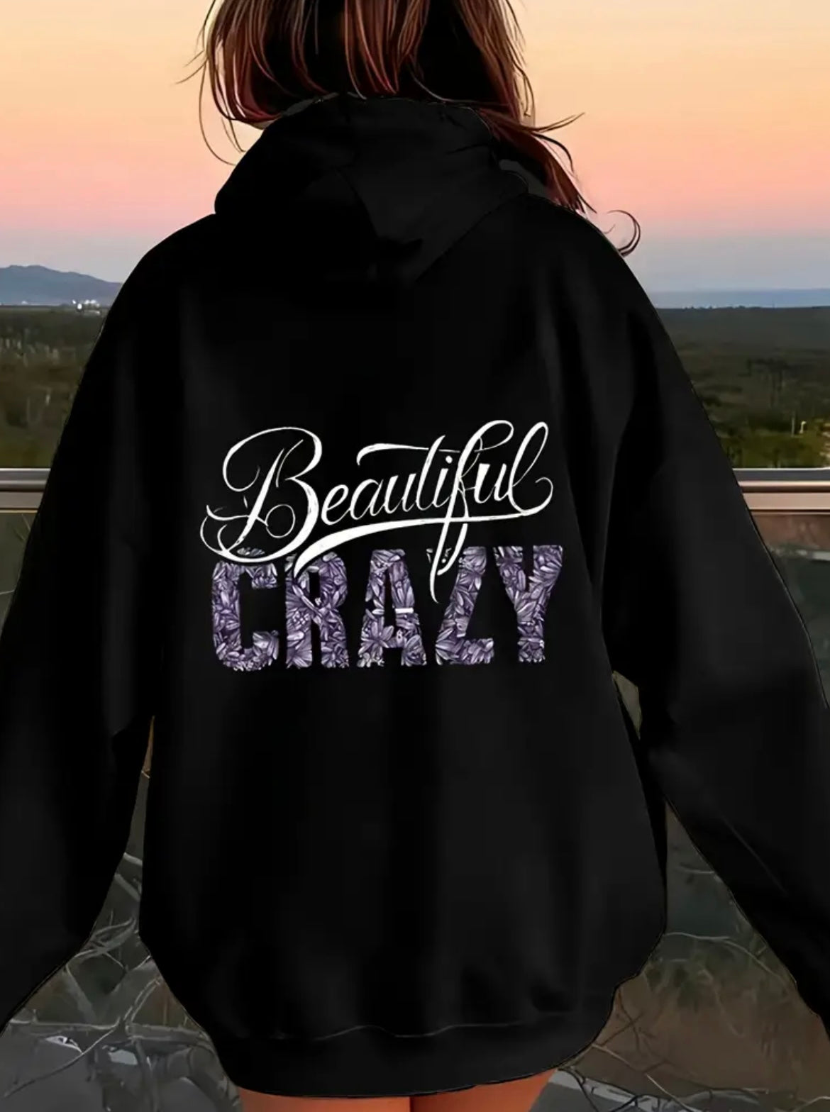 Women's Black Hoodie - Stylish Beauty Statement Pullover Sweatshirt, Adjustable Drawstring Design, Easy to Machine Wash, Suitable for Daily Casual Wear & Special Occasions, Street Style Trend, Exquisitely Stitched, Hooded Top