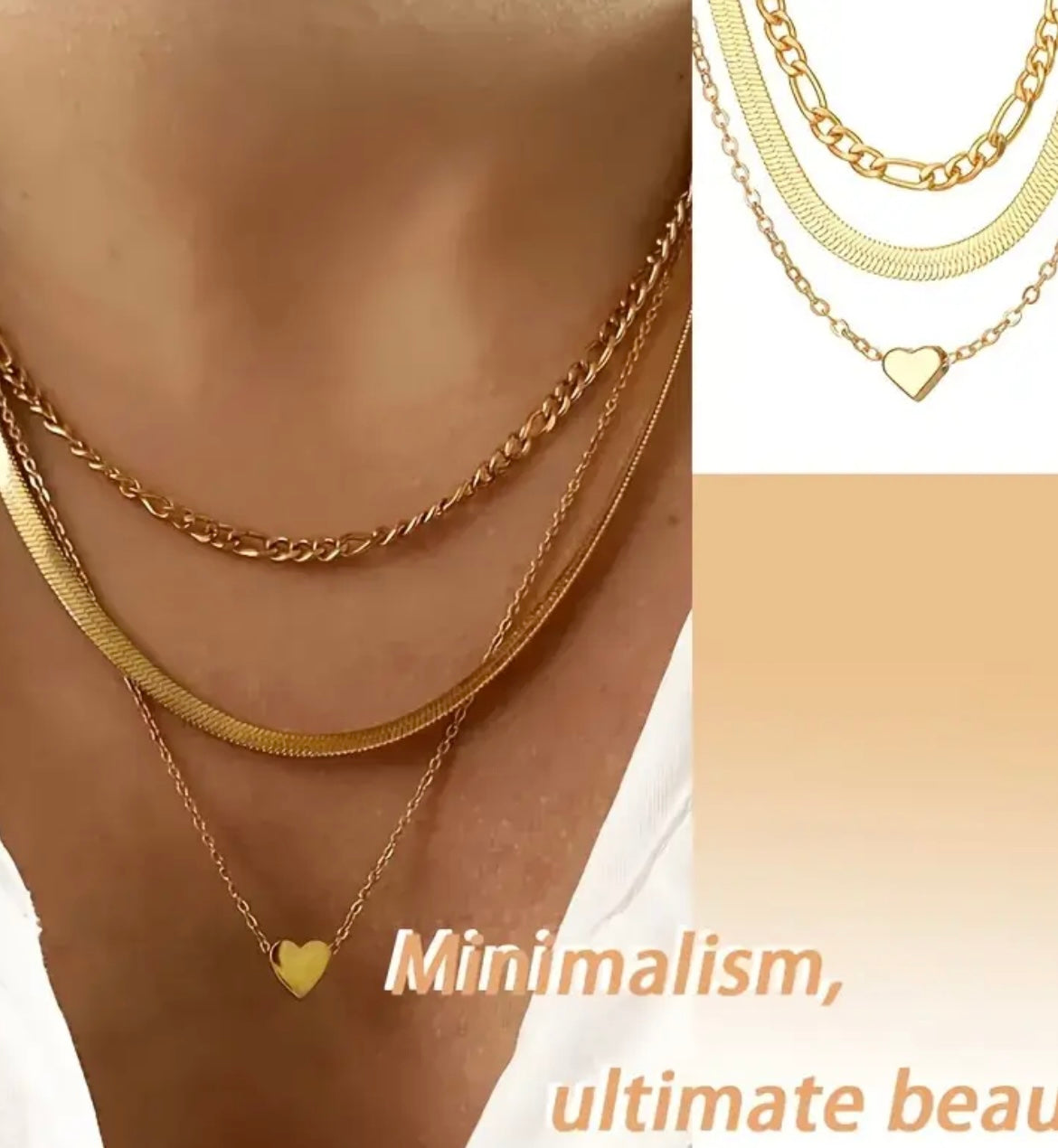 Elegant Heart Charm Necklace Retro Classic Elegant Layered Heart Charm Snake & Cuban Chain Necklaces, Women's Clavicle Chain Jewelry Set