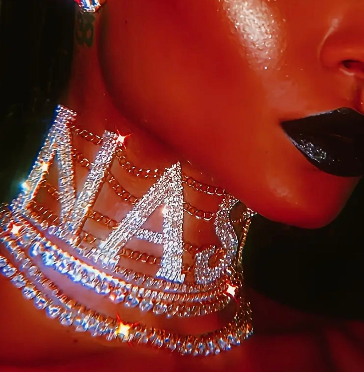 Exaggerated Rhinestone Claw Chain Necklace | 1pc European & American Style NASTY Letter | Fashionable Sexy Punk Women's Neckline