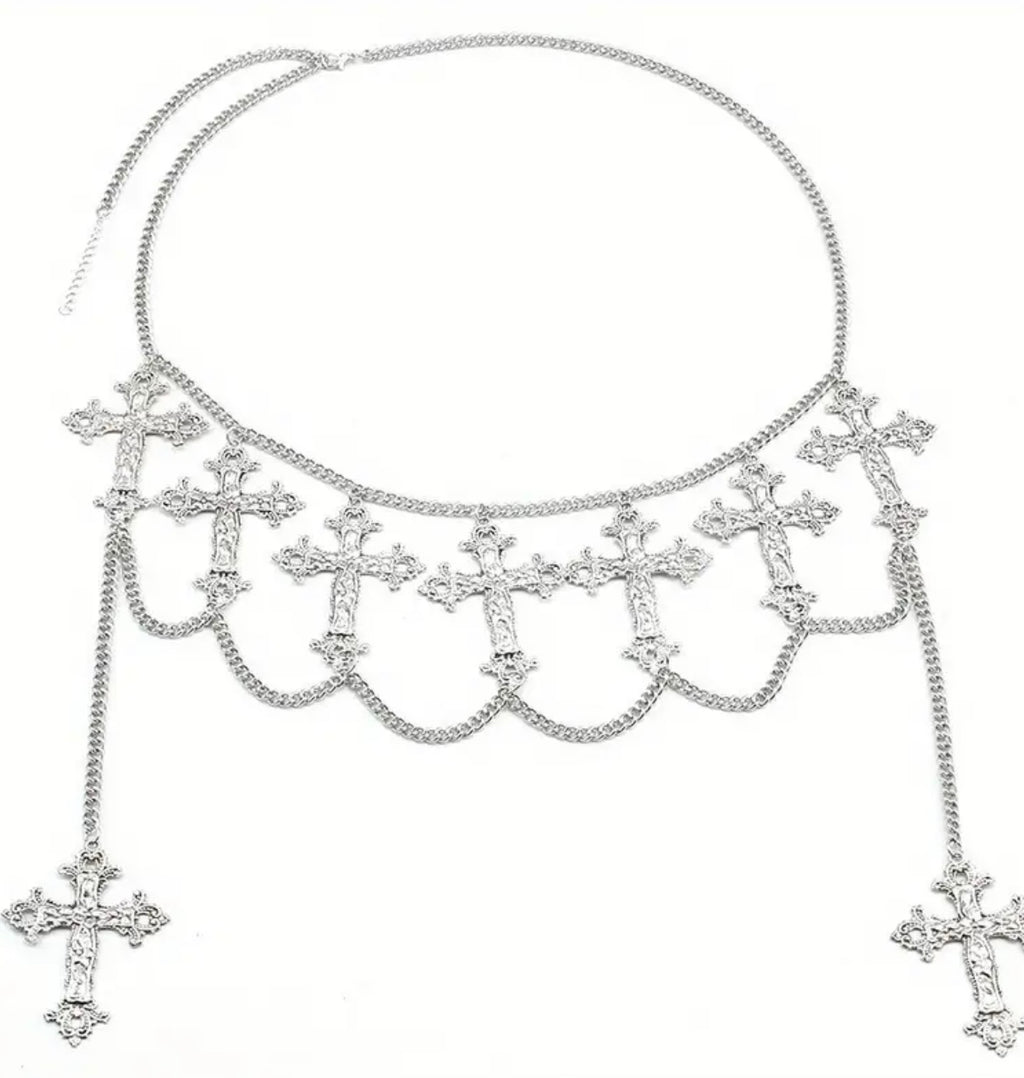 Ornament Fashion Punk Cross Pendant Waist Chain Female Personality Dark Style Hot Girl Body Chains Birthday Gift for Women