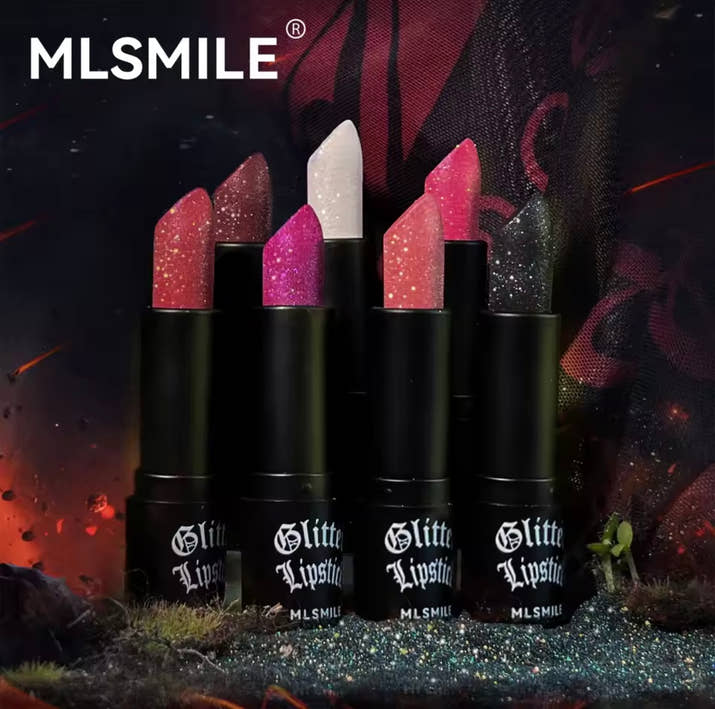 7Colors Glitter Lipstick Waterproof Long Lasting Diamond Pearlescent Metallic Lipstic