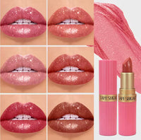 Pearlescent Pink Glitter Velvet Lipstick Metallic Waterproof Long Lasting Matte S