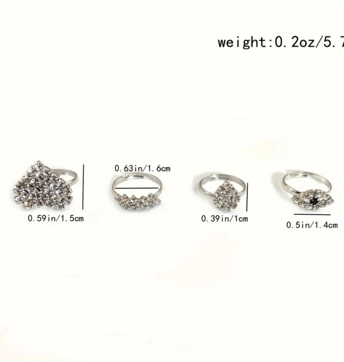 Elegant 4pcs Women's Rings Set - Heart & Geometric Designs for Parties & Gifts