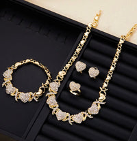 4pcs/set, Classic and Popular Heart-shaped Pendant Necklace, Ring, Earring, Bracelet Set, Engagement Gift, Bridal Wedding Accessory