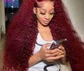 30 40 Inch 99J Burgundy 13x6 Hd Lace Frontal Human Hair Wig Red Colored 13x4 Transparent Lace