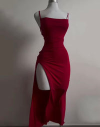 Summer Black New Dress Women Fashion Sexy Split Sleeveless Backless Slim Maxi Dress
