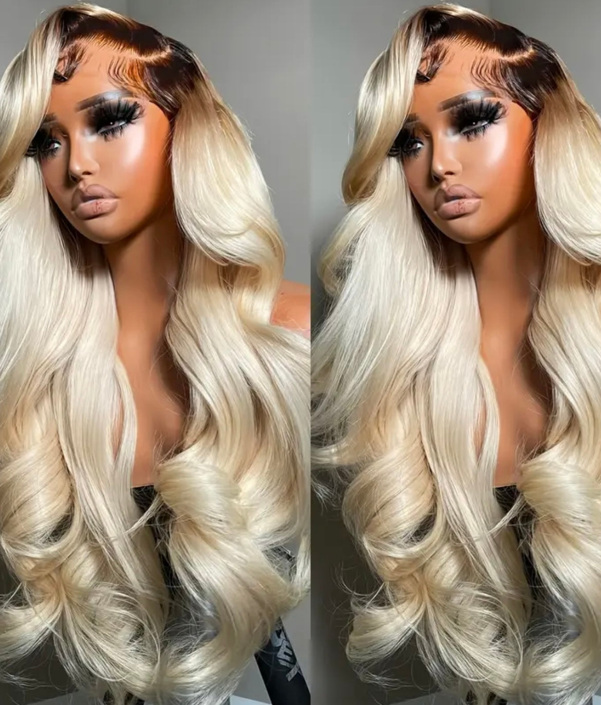 200% Density 13x4 HD Transparent Lace Front Wig | 26" Honey Blonde Ombre Body Wave Curly - Glueless Pre-Plucked, Natural Look, Unisex for Women & Men, All Ethnicities, Wig Tape, Styling Versatility, Voluminous Waves