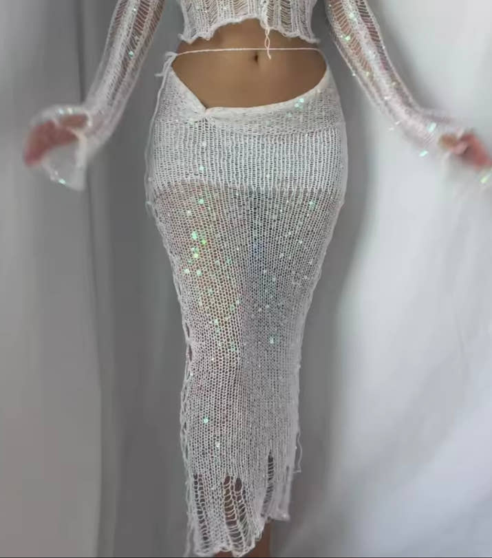 Women’s Knitted Seqiuns 3 piece Skirt Sets Y2K style