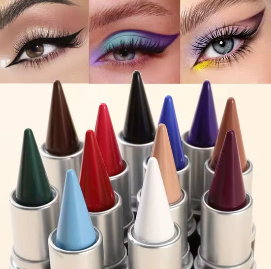 12 Colors Waterproof Eyeliner Cream Lasting Easy To Wear Eye Liner Gel Black Blue