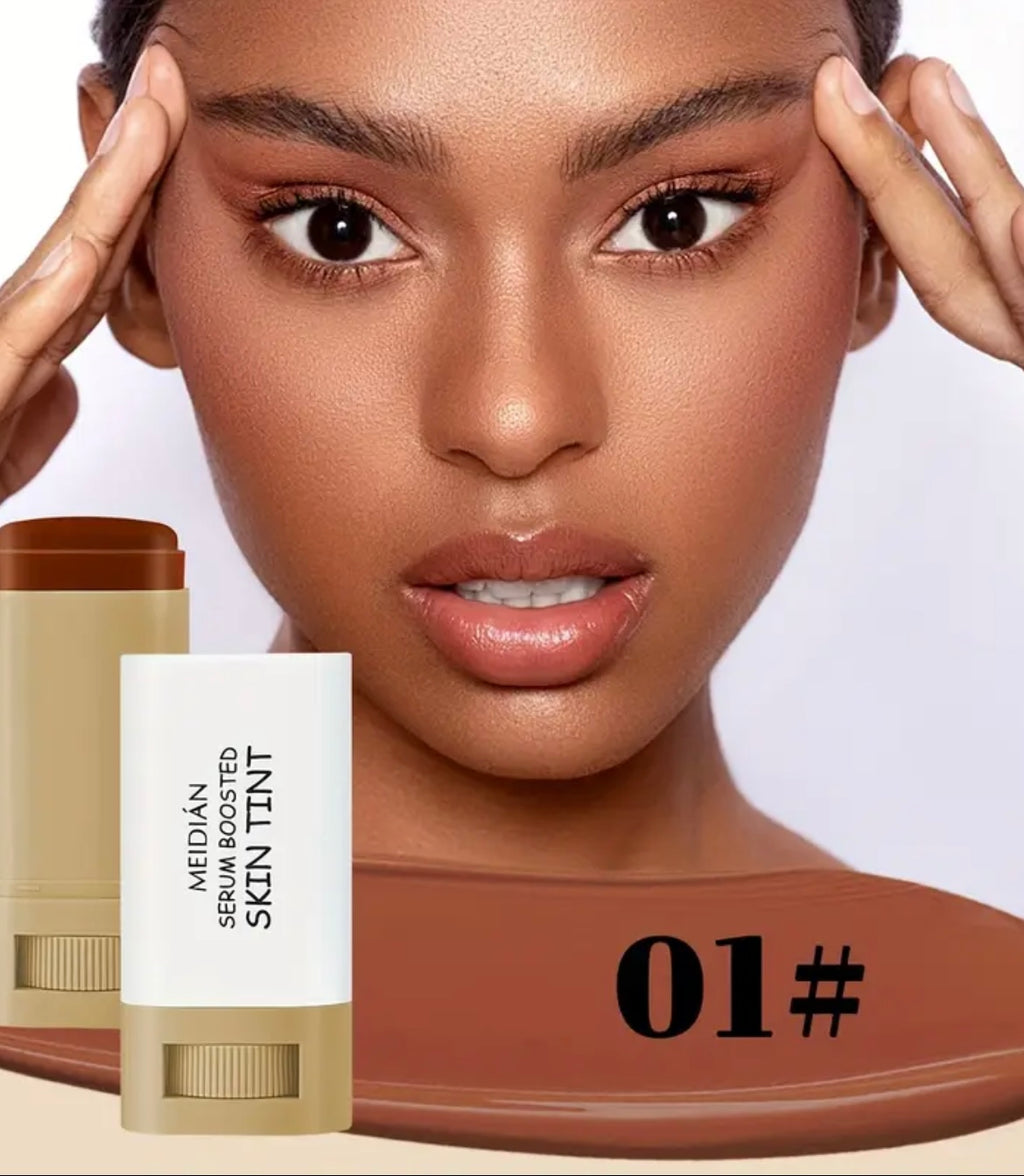 6 Shades MEIDIAN Moisturizing Tinted Foundation Stick - Buildable Matte Finish, Water-Resistant Lightweight Formula for All Light Beige Tones, Tinted Moisturizer & Face Makeup for Everyday Natural Glow