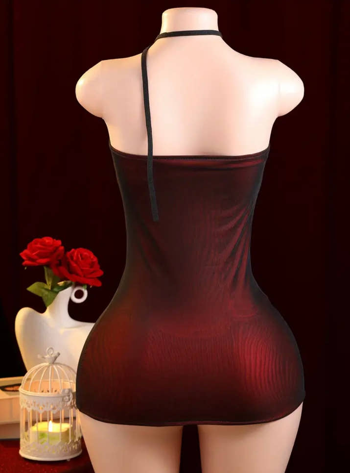 Elegant Black Velvet Dress with Red Rose Design - Sexy High-End Lingerie, Playful Mini Skirt Set, Perfect for Adults, Adult Lingerie Sophisticated Style|Velvet Dress
