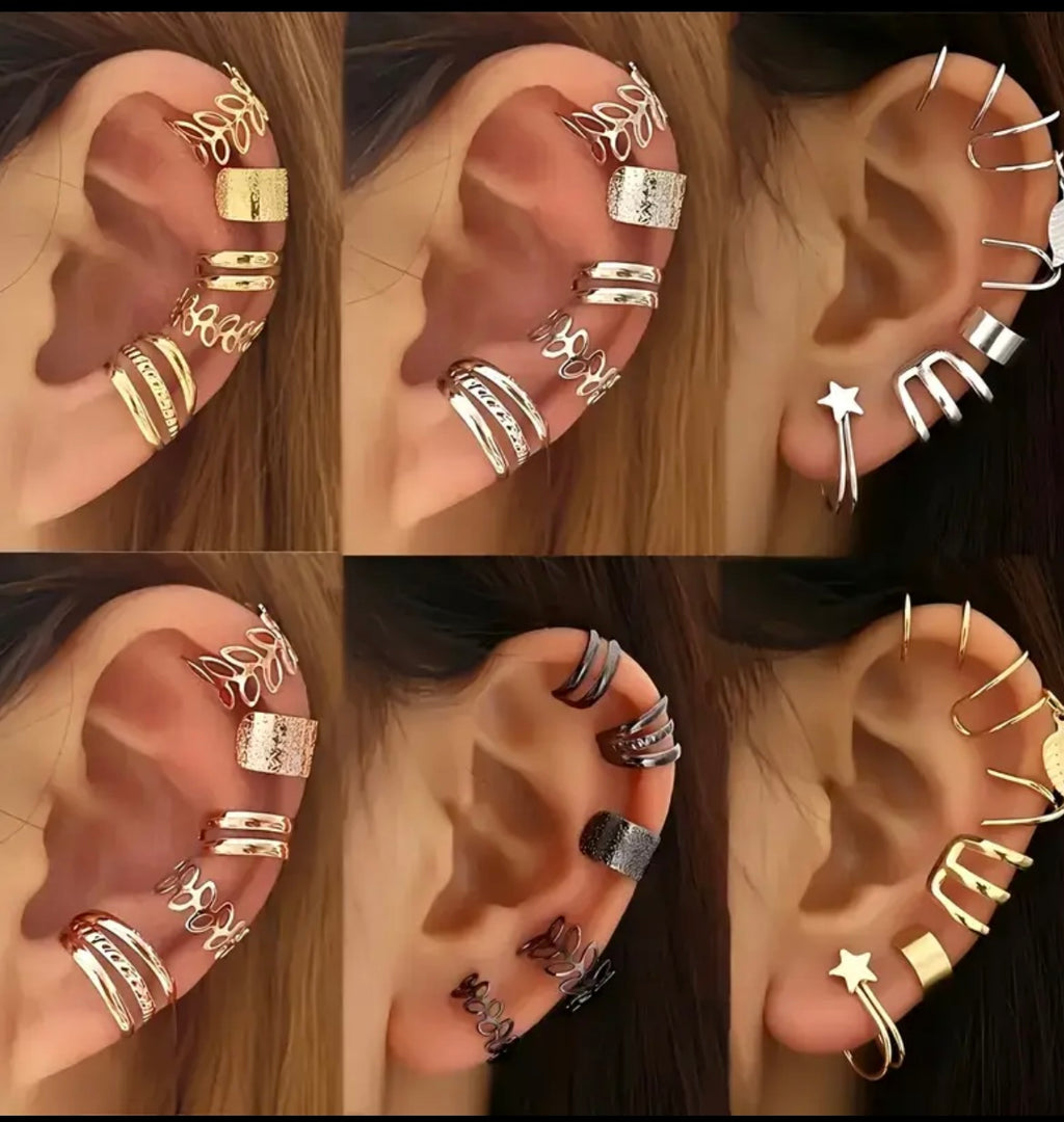 20/ 22/ 32pcs Soft Clip-On Ear Accessories - Fashionable Adjustable Non-Piercing Ear Cuff Earrings Set for  & Women