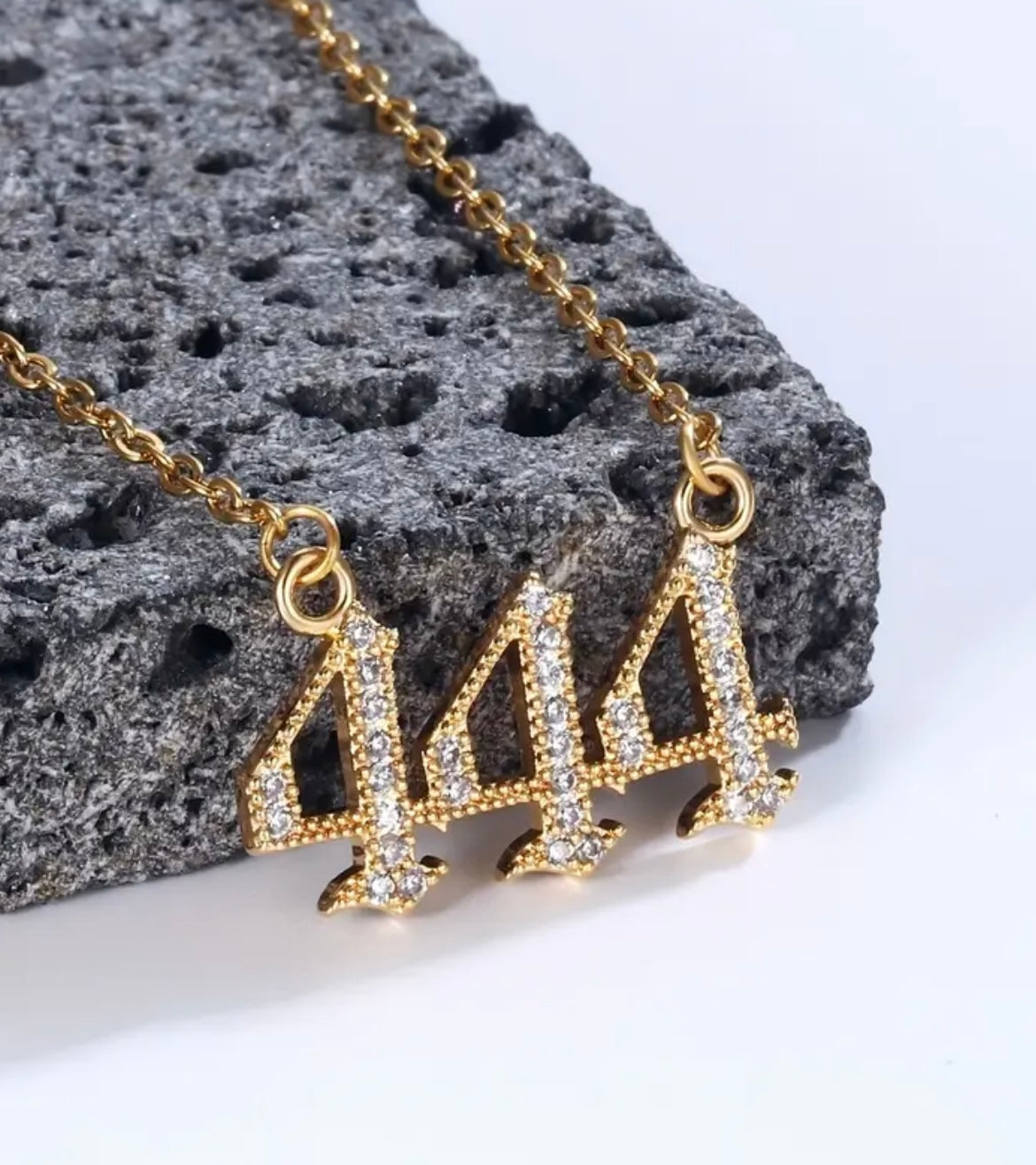 Angel Lucky Number 444 Necklace for - Golden-Tone Elegant Minimalist Pendant with Sparkling, Everyday & Party,, Mardi Gras, Minimalistic Design, Embellishments Necklace