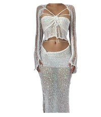 Women’s Knitted Seqiuns 3 piece Skirt Sets Y2K style